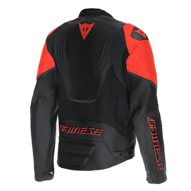 DAINESE RACING 5 DERİ ERKEK MONT - BLACK / BLACK / RED FLUO