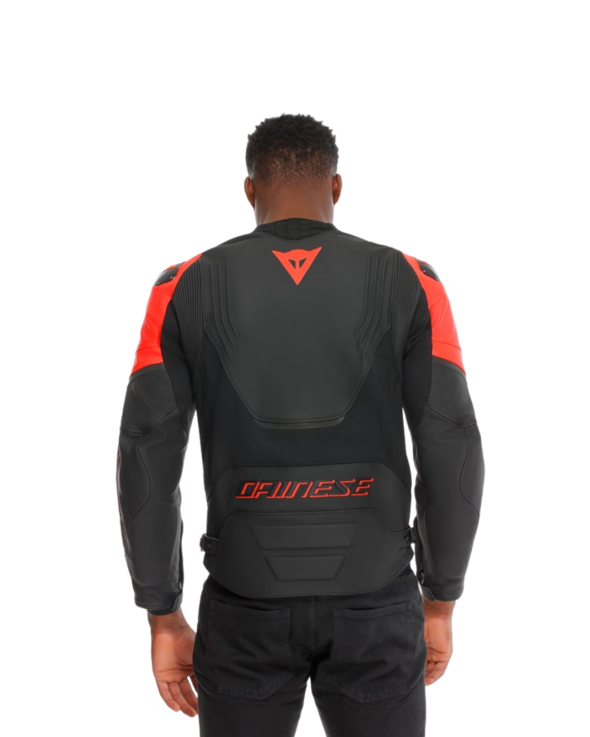 DAINESE RACING 5 DERİ ERKEK MONT - BLACK / BLACK / RED FLUO