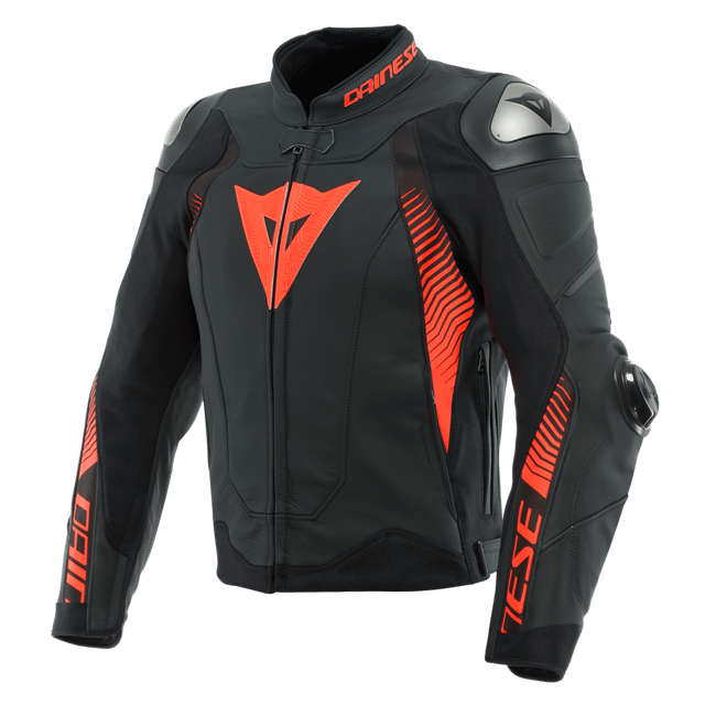 DAINESE SUPER SPEED 4 DERİ ERKEK MONT - BLACK / MATT FLUO / RED