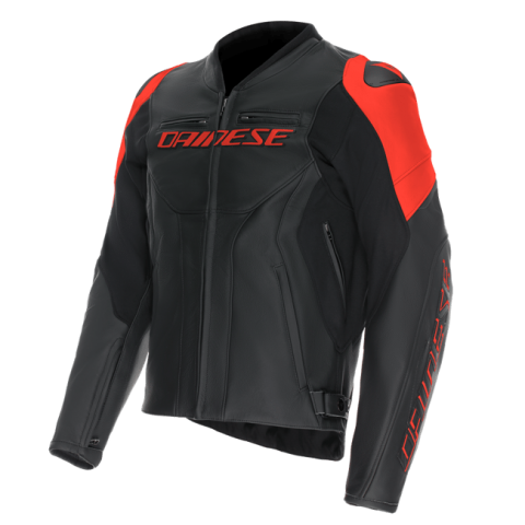 DAINESE RACING 5 DERİ ERKEK MONT - BLACK / BLACK / RED FLUO