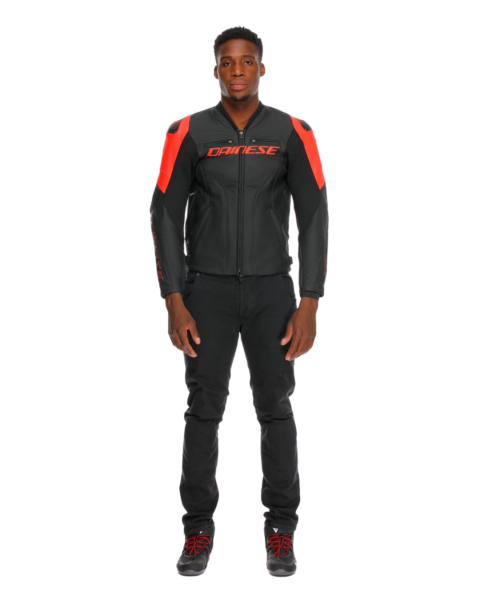 DAINESE RACING 5 DERİ ERKEK MONT - BLACK / BLACK / RED FLUO