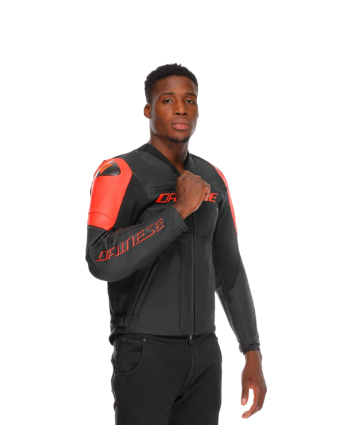 DAINESE RACING 5 DERİ ERKEK MONT - BLACK / BLACK / RED FLUO