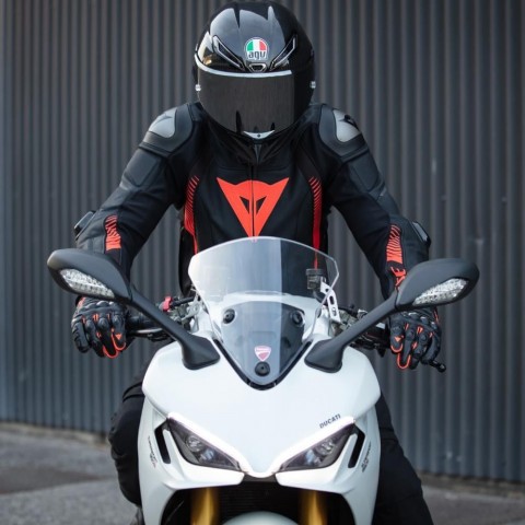 DAINESE SUPER SPEED 4 DERİ ERKEK MONT - BLACK / MATT FLUO / RED